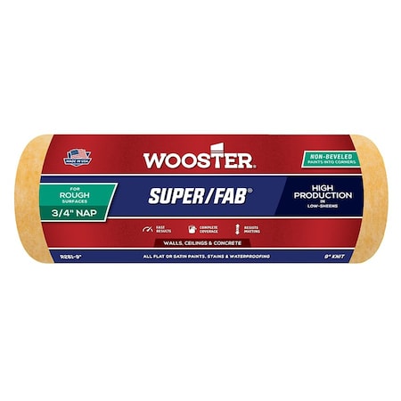 Wooster 9" Paint Roller Cover, 3/4" Nap Nap, Knit Fabric 00R2810090